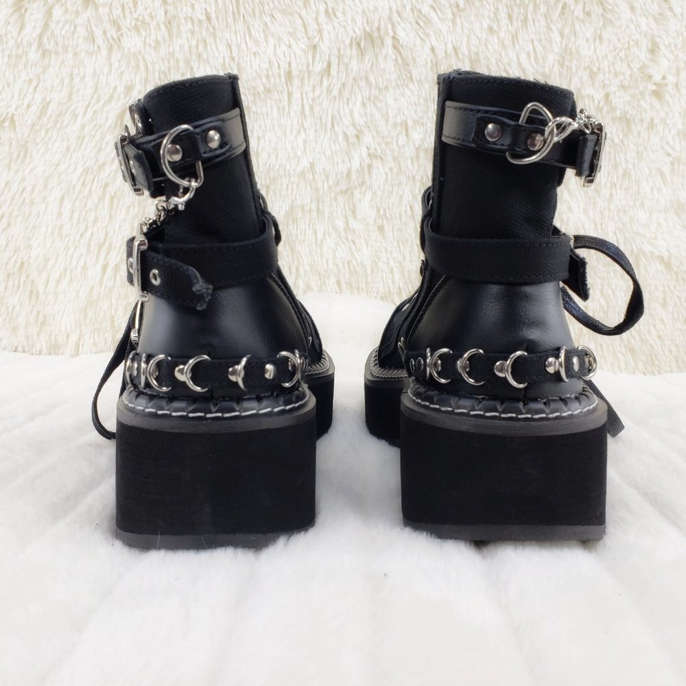 Emily Cut Out Platform Sandal Boots Goth Punk Ankle Boots - Picture 8 of 15